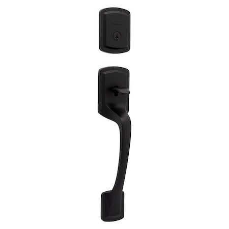 Kwikset Kwikset Prague Matte Black Entry Handleset 1-3/4 in. 98180-026